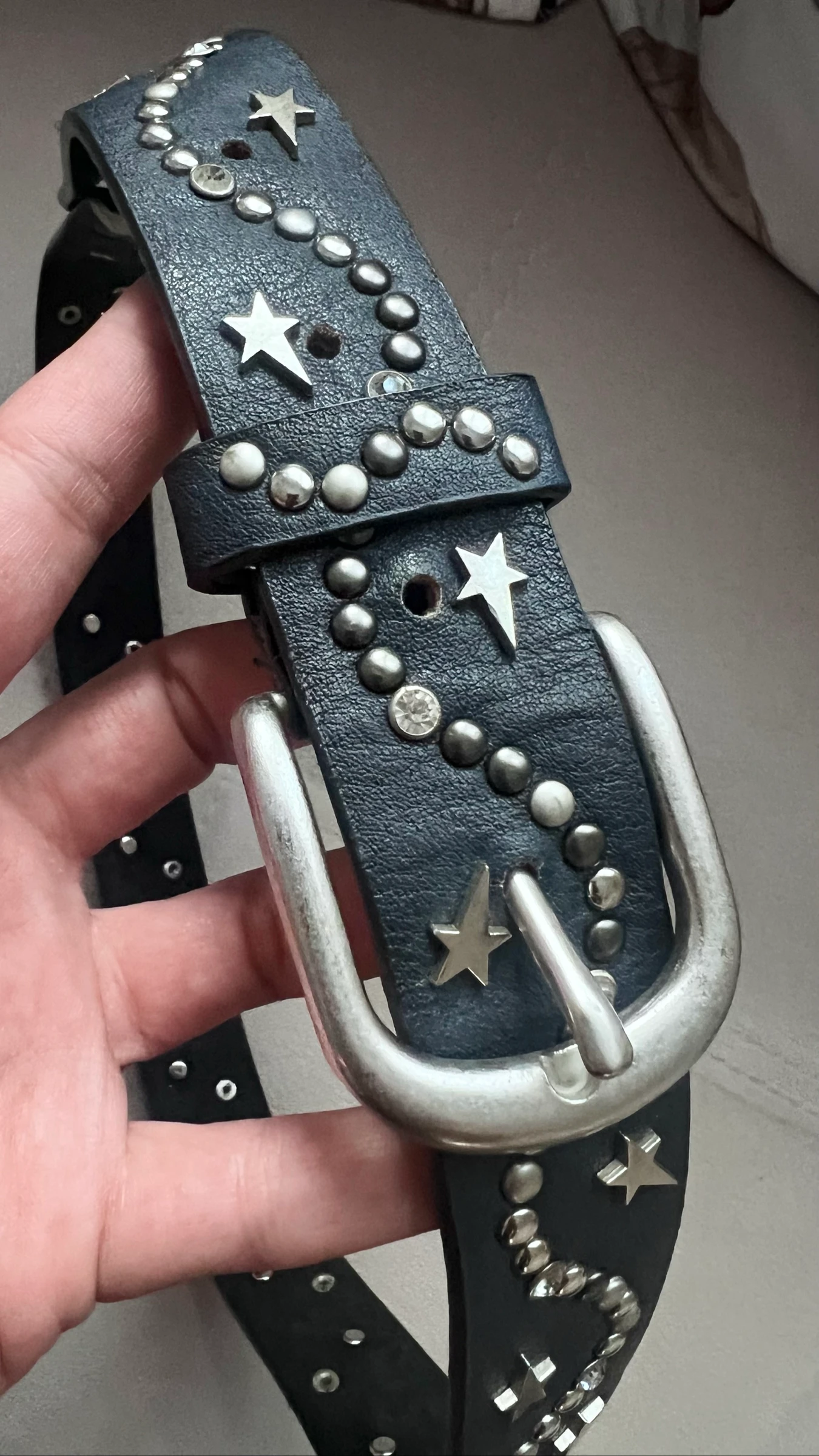 Navy blue and silver metal belt – photo 5